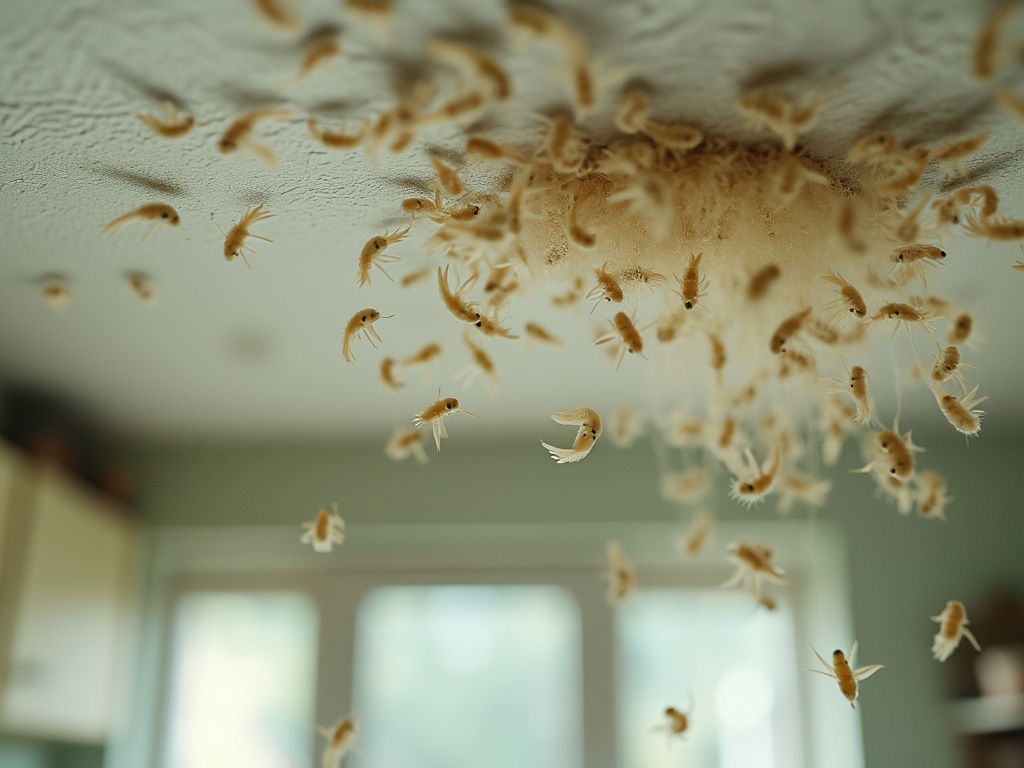 larves de mites au plafond