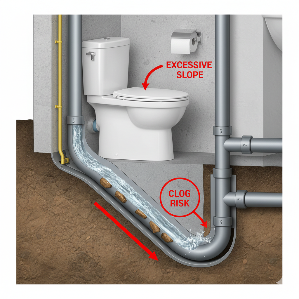 trop de pente évacuation wc