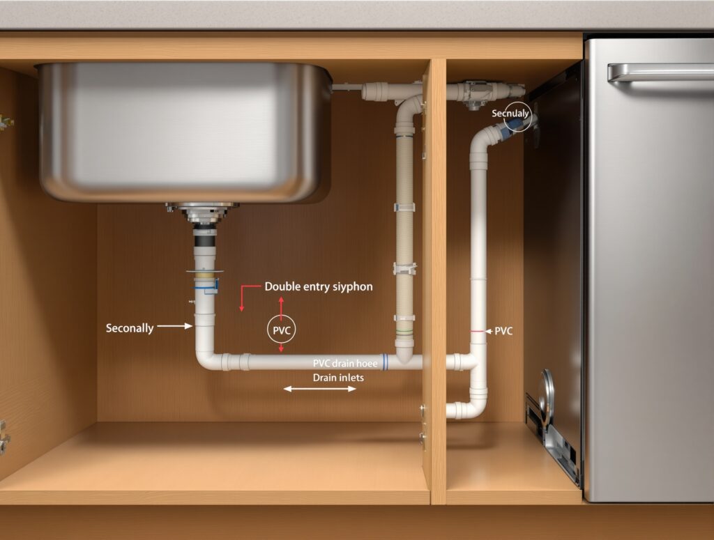 schema evacuation evier et lave vaisselle